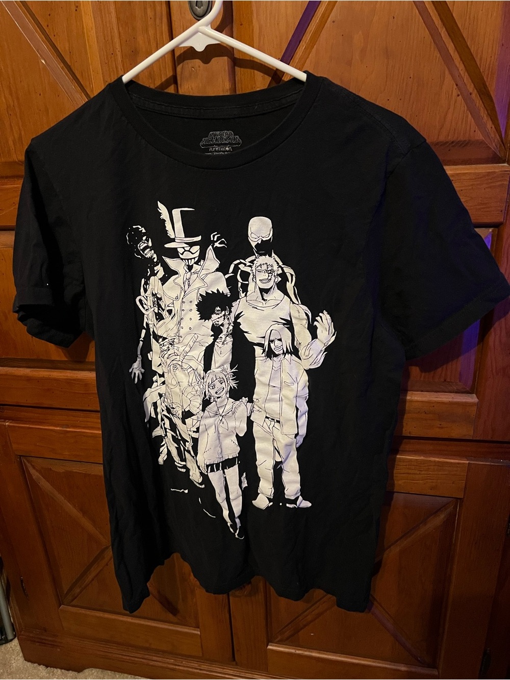 Black Graphic Short Sleeve Tee with White Anime Character Print my hero academia